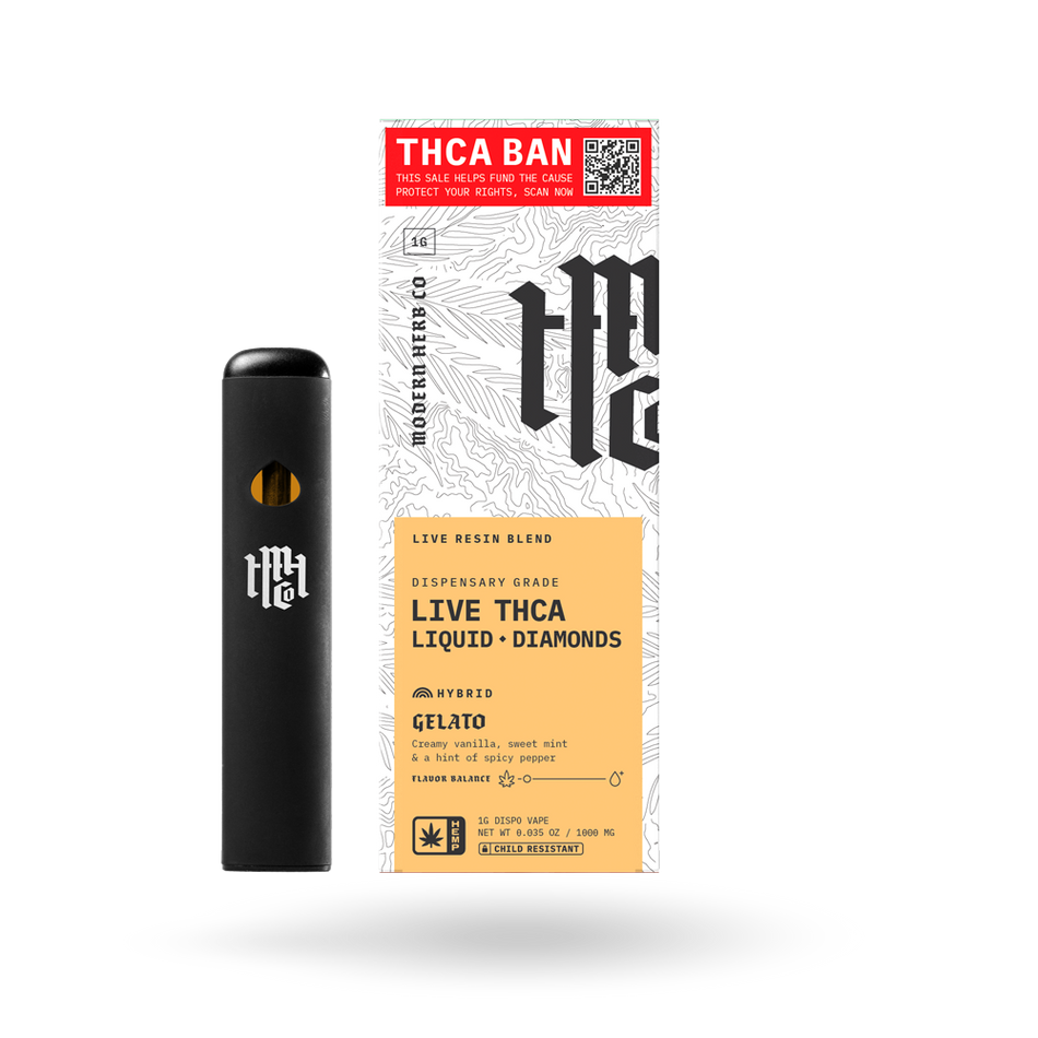 THCa Disposable Live Resin Liquid Diamonds: Gelato (Hybrid) - 1g