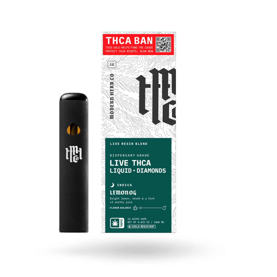 THCa Disposable Live Resin Liquid Diamonds: Lemon OG (Indica) - 1g