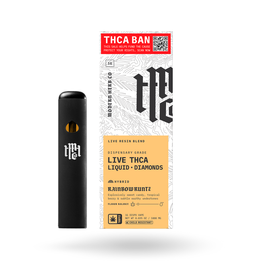THCa Disposable Live Resin Liquid Diamonds: Rainbow Runtz (Hybrid) - 1g