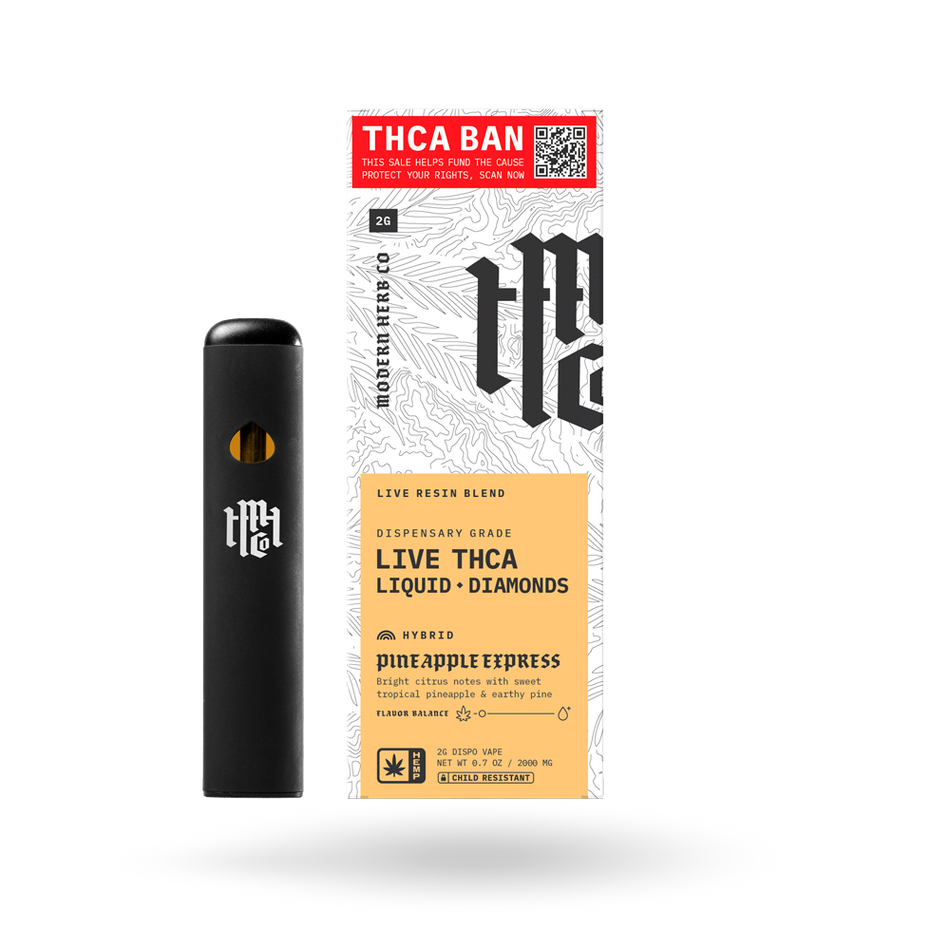 THCa Disposable Live Resin Liquid Diamonds: Pineapple Express (Hybrid) - 2g