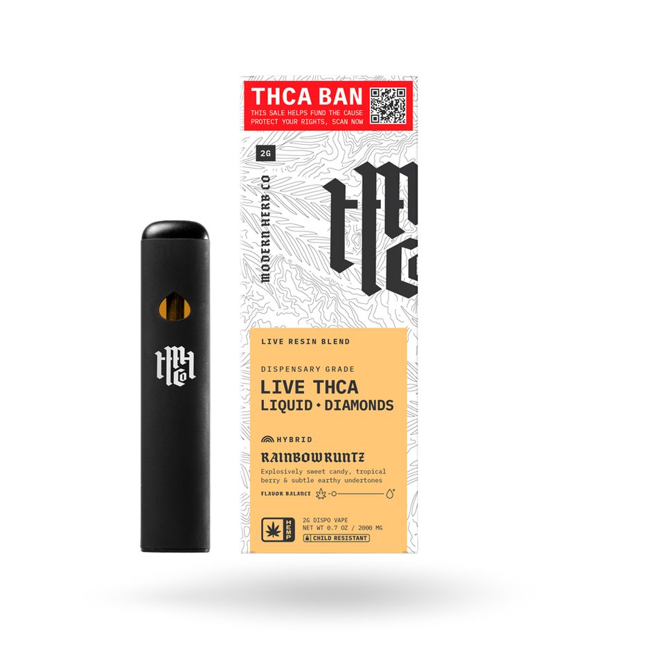 THCa Disposable Live Resin Liquid Diamonds: Rainbow Runtz (Hybrid) - 2g