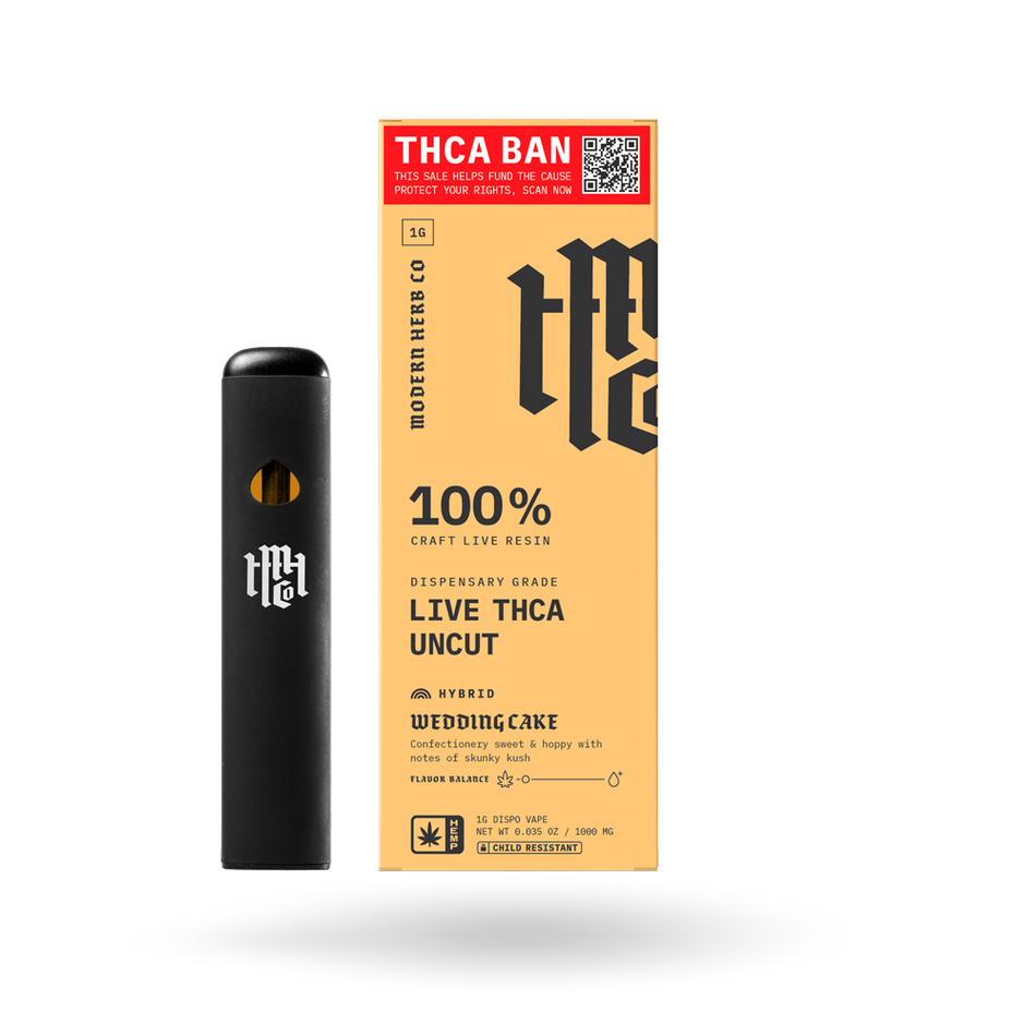 THCa Live Resin Disposable Uncut: Wedding Cake (Hybrid) - 1g