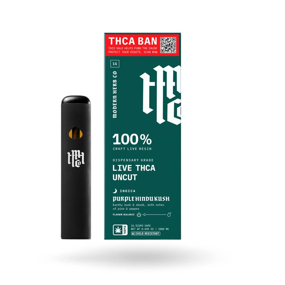 THCa Live Resin Disposable Uncut: Purple Hindu Kush (Indica) - 1g