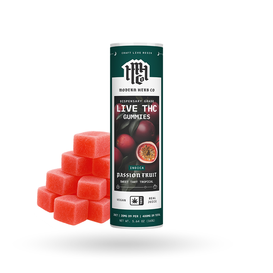 The Hemp Collect Live D9 THC Gummies: Passion Fruit (Indica), 20ct