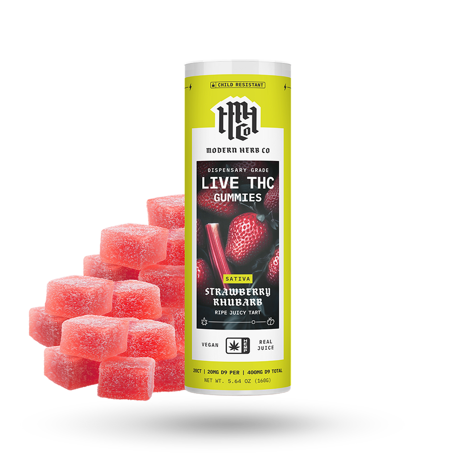 The Hemp Collect Live D9 THC Gummies: Strawberry Rhubarb (Sativa) - 20ct