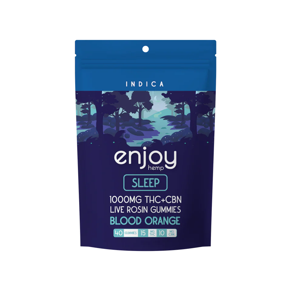Enjoy Hemp 1000mg Deep Sleep Gummies Delta 9 THC + CBN - Indica-Infused Blood Orange (25 mg each | 40 gummies) Best Sales Price - Gummies