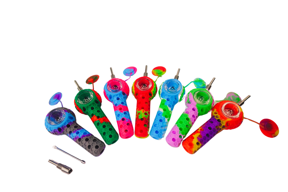 Cloud 8 Silicone 2 in 1 Honey Bee Hand Pipe & Vapor Straw