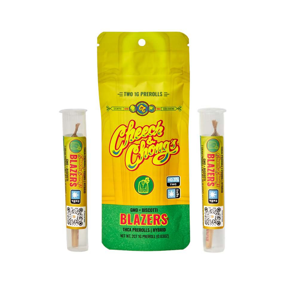 Cheech and Chongs Blazers – GMO+ Biscotti – Preroll — Direct From Cheech & Chong