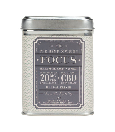 The Hemp Division Focus 8 CT Sachets - Yerba Mate, Yaupon & Mint - 20 MG CBD Best Sales Price - Edibles