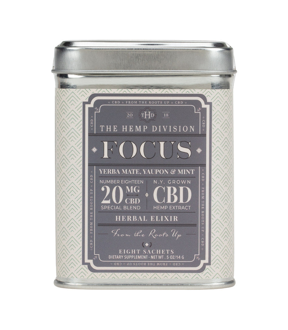 The Hemp Division Focus 8 CT Sachets - Yerba Mate, Yaupon & Mint - 20 MG CBD Best Sales Price - Edibles