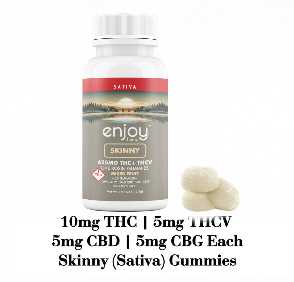 Enjoy Hemp 625 mg Skinny Live Rosin Delta 9 THC + THCV Gummies - 25mg each (Sativa)