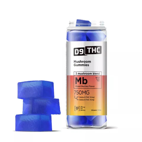 25mg D9, D8 Mushroom Gummies - Mixed Berries - D9 THC Best Sales Price - Gummies