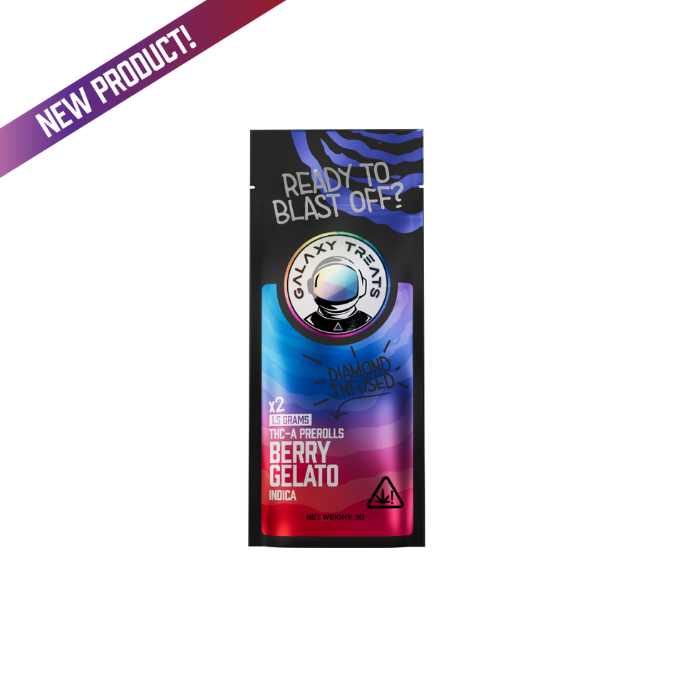 Galaxy Treats Berry Gelato - Diamond Infused 2ct THCA Prerolls