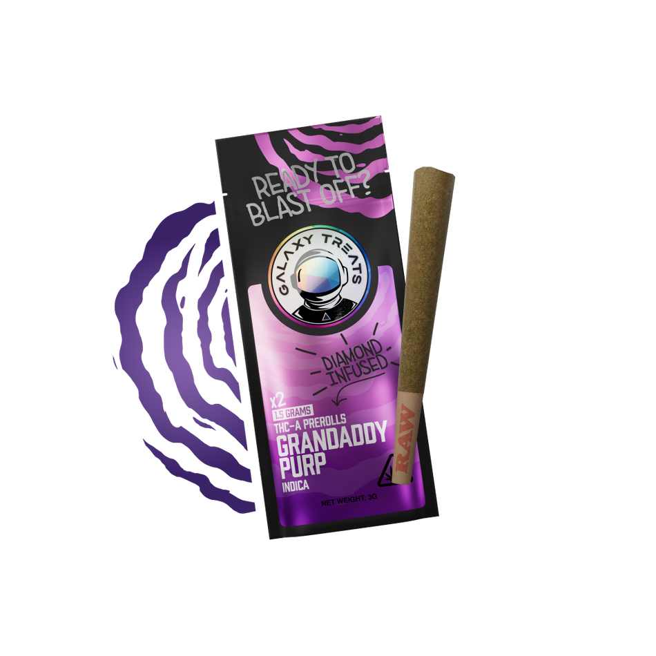 Galaxy Treats Grandaddy Purp - Diamond Infused 2ct THCA Prerolls