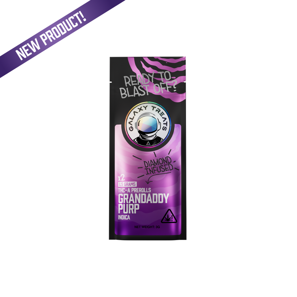 Galaxy Treats Grandaddy Purp - Diamond Infused 2ct THCA Prerolls