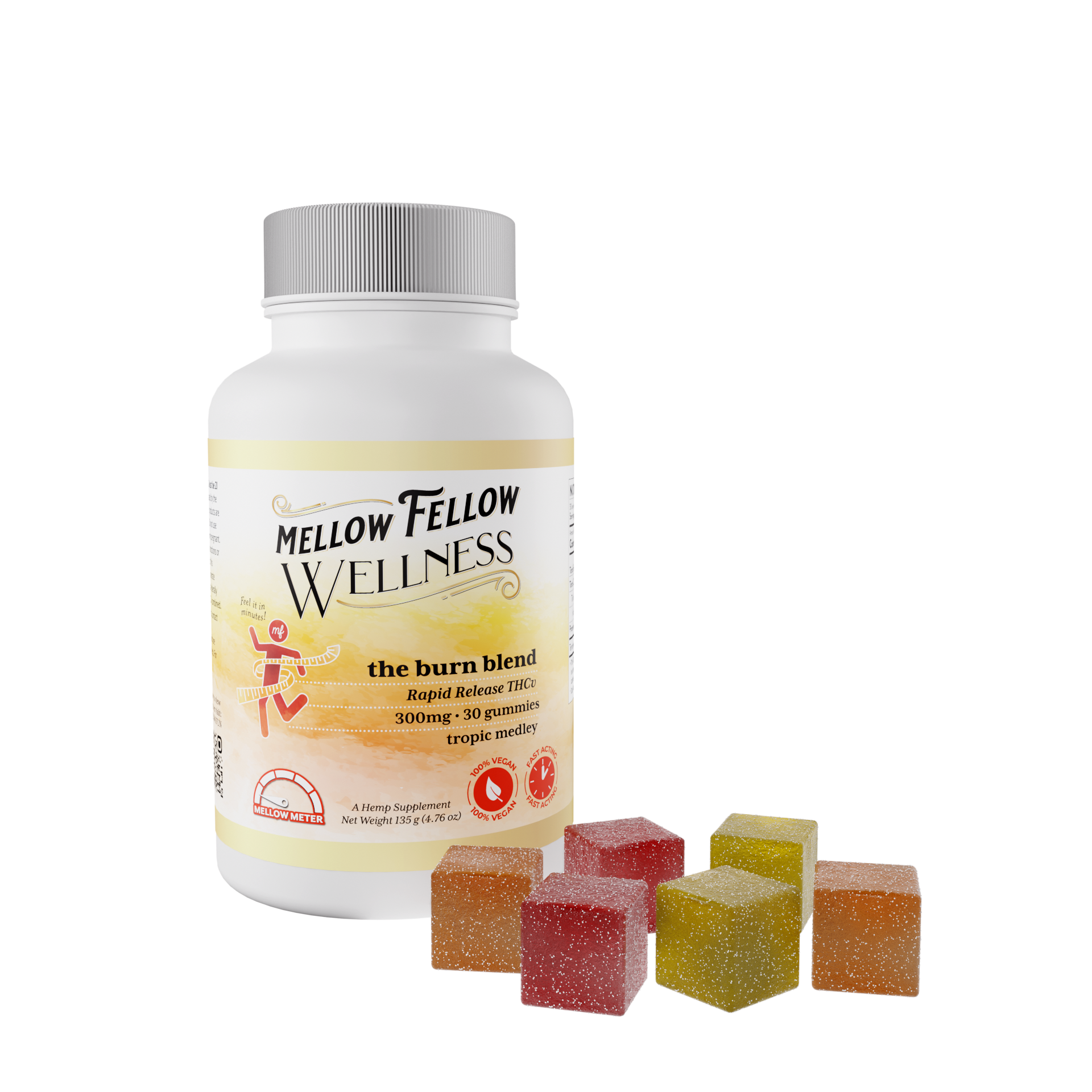 Mellow Fellow Wellness - Gummies - 300mg - Burn Blend - Tropic Medley Best Sales Price - Gummies
