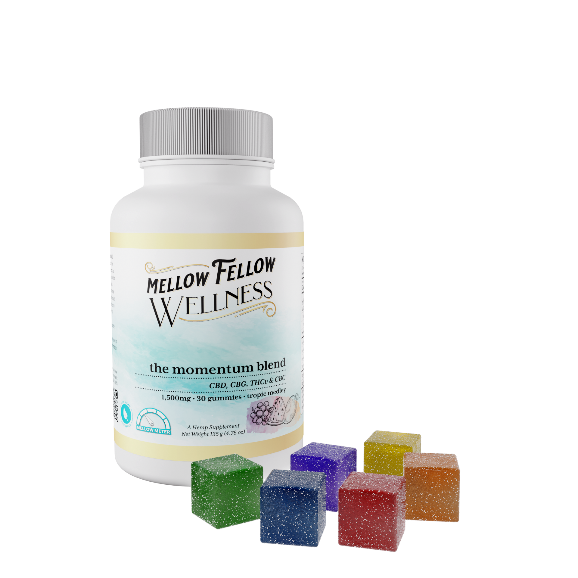 Mellow Fellow Wellness - Gummies - 1500mg - Momentum Blend - Tropic Medley Best Sales Price - Gummies