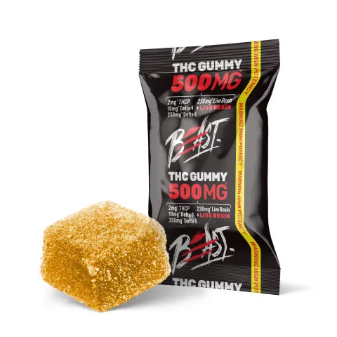 500mg D8, D9, THCP, Live Resin Gummy Pouch - Beast