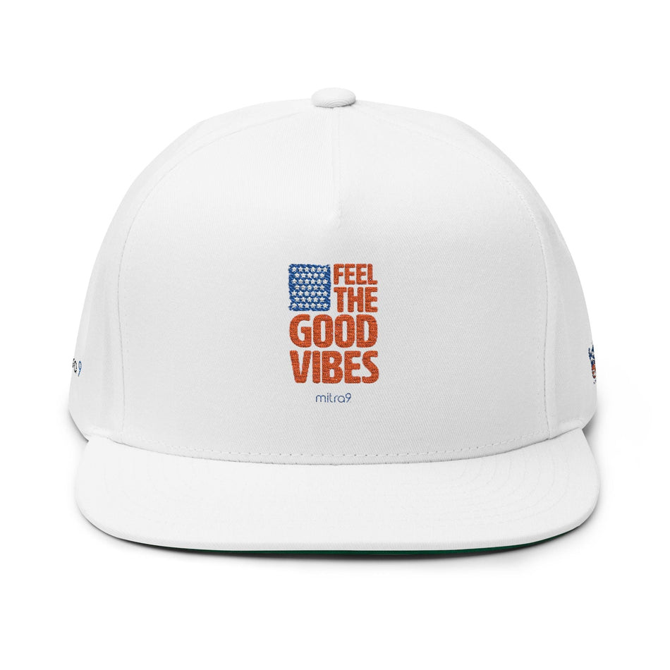 Mitra9 Feel the Good Vibes Flat Bill Cap - Red, White, & Chill 2025 Edition
