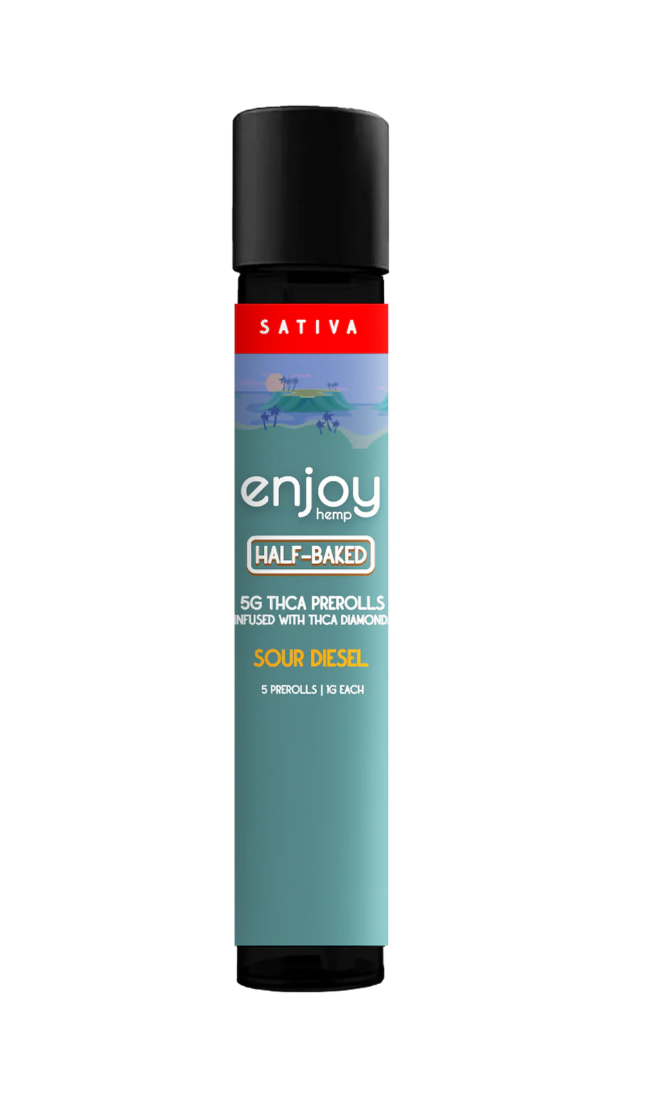 Enjoy Hemp 5g THCA Prerolls Infused with THCA Diamonds - for Half-Baked - Sour Diesel (Sativa)