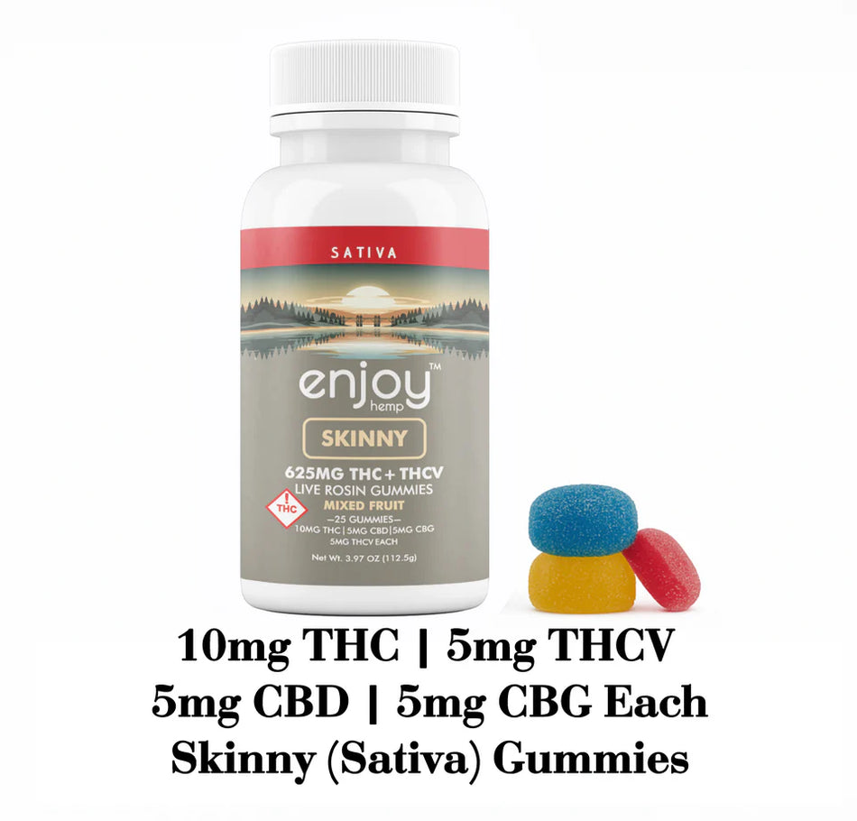 Enjoy Hemp 625mg Skinny Live Rosin Delta 9 THC + THCV Gummies - 25mg each (Sativa)
