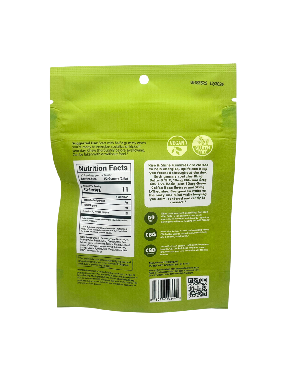 Haygood Farms Rise & Shine CBG & Delta 9 THC Live Resin Gummies – Sativa - Lemon Lime