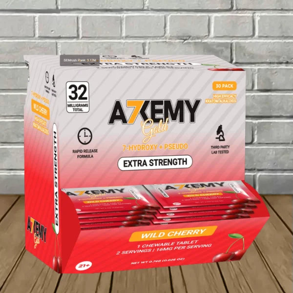 Alkemy Gold 7-Hydroxy + Pseudo Extra Strength Chewable Tablet 32mg Full Case (30ct)