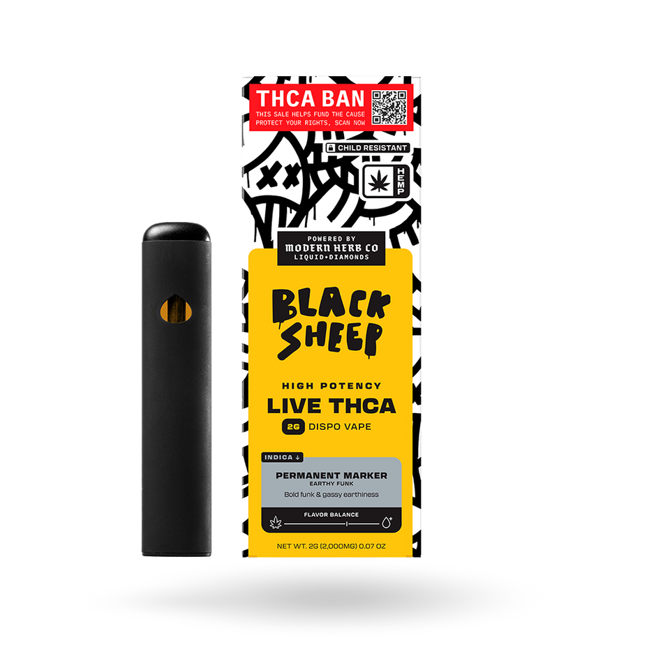 The Hemp Collect Liquid Diamonds Disposable: Permanent Marker (Indica) 2g