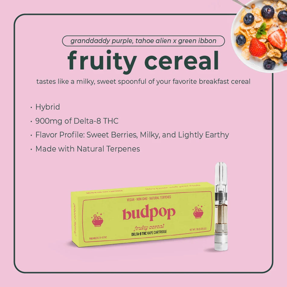 BudPop Fruity Cereal Delta-8 Vape Carts