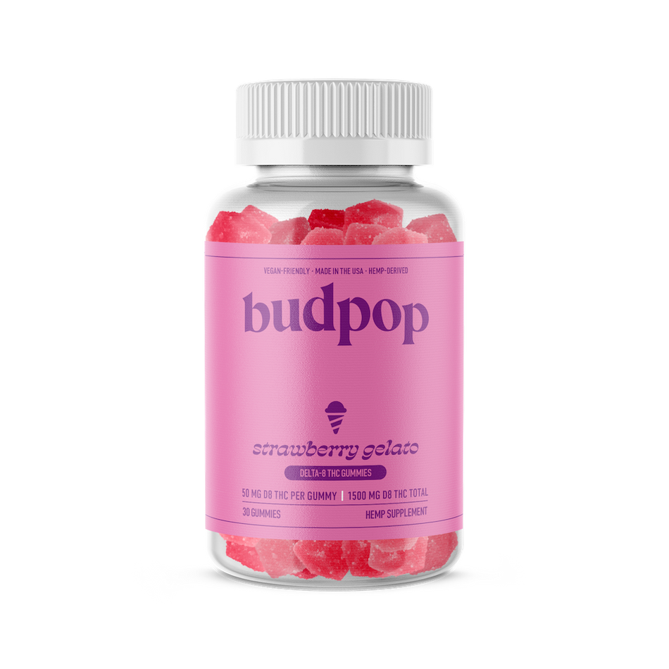 BudPop Delta-8 Strawberry Gelato Gummies (750-3000mg)