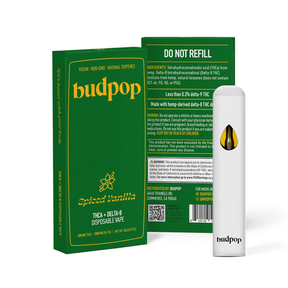 BudPop Spiced Vanilla Vape Disposable – THCa & Delta 8