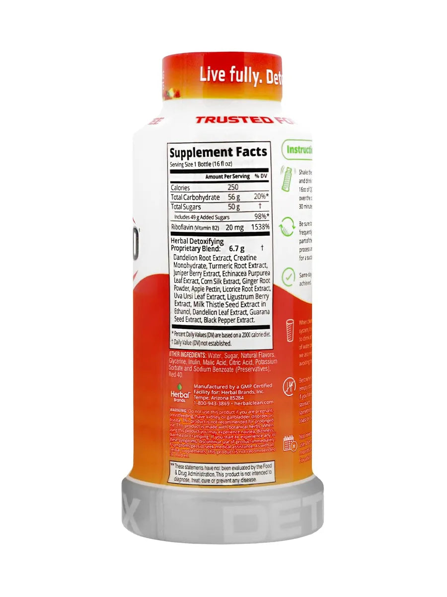 Straw Mango Herbal Clean QCarbo16 Same-Day Premium Detox Drink 16 Fl Oz