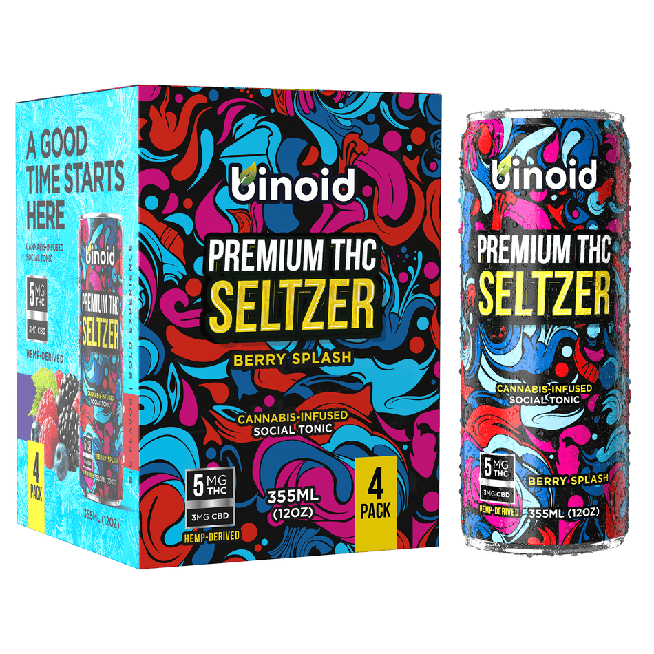Binoid THC Seltzer – Good Vibes Cannabis Drink (4 Pack)