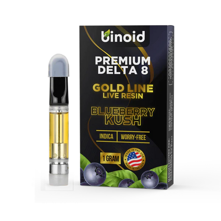 Binoid Delta 8 Live Resin Vape Cartridge - Blueberry Kush Best Sales Price - Vape Cartridges