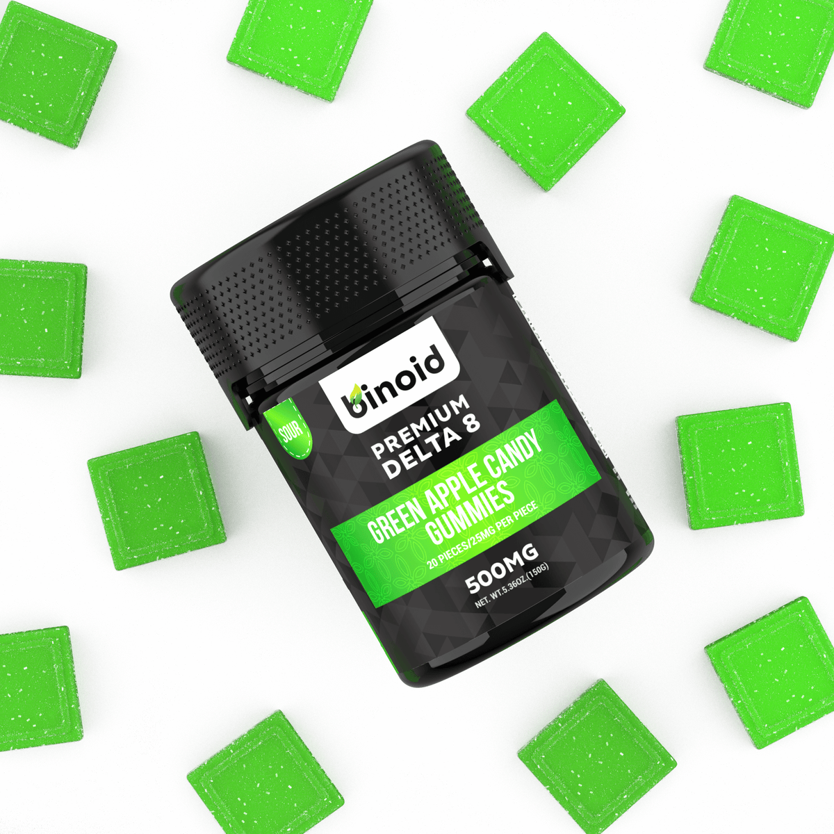Binoid Delta 8 THC Gummies - Green Apple Candy Best Sales Price - Gummies