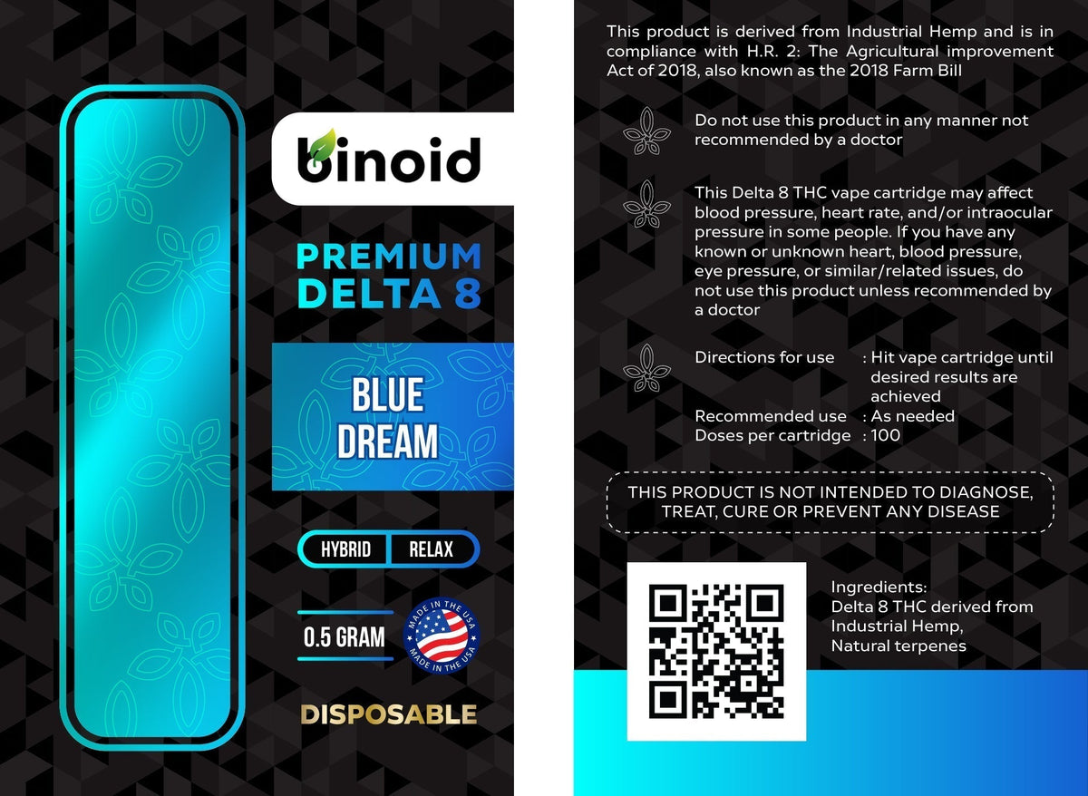 Binoid Delta 8 THC Vape Cartridge - Blue Dream Best Sales Price - Vape Cartridges