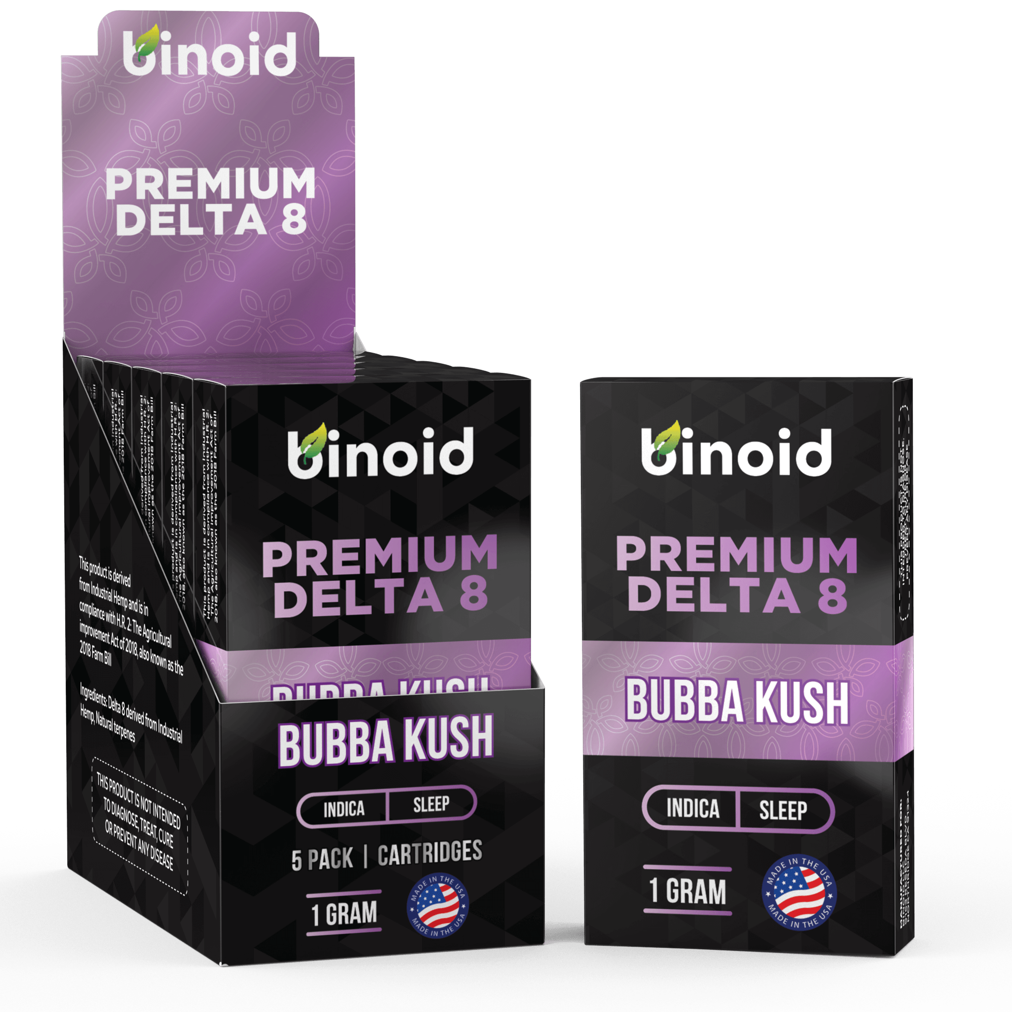 Binoid Delta 8 THC Vape Cartridge - Bubba Kush Best Sales Price - Vape Cartridges