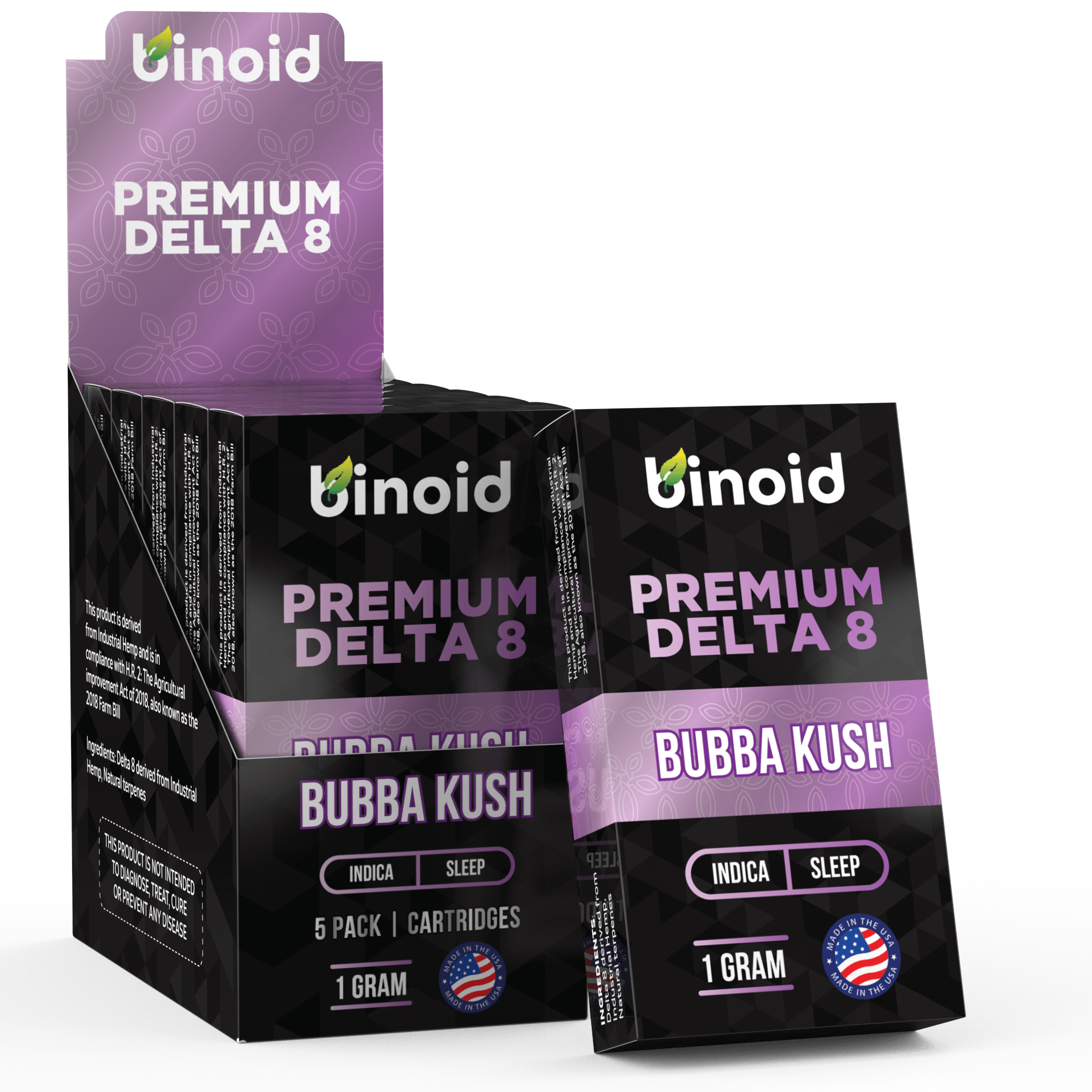 Binoid Delta 8 THC Vape Cartridge - Bubba Kush Best Sales Price - Vape Cartridges