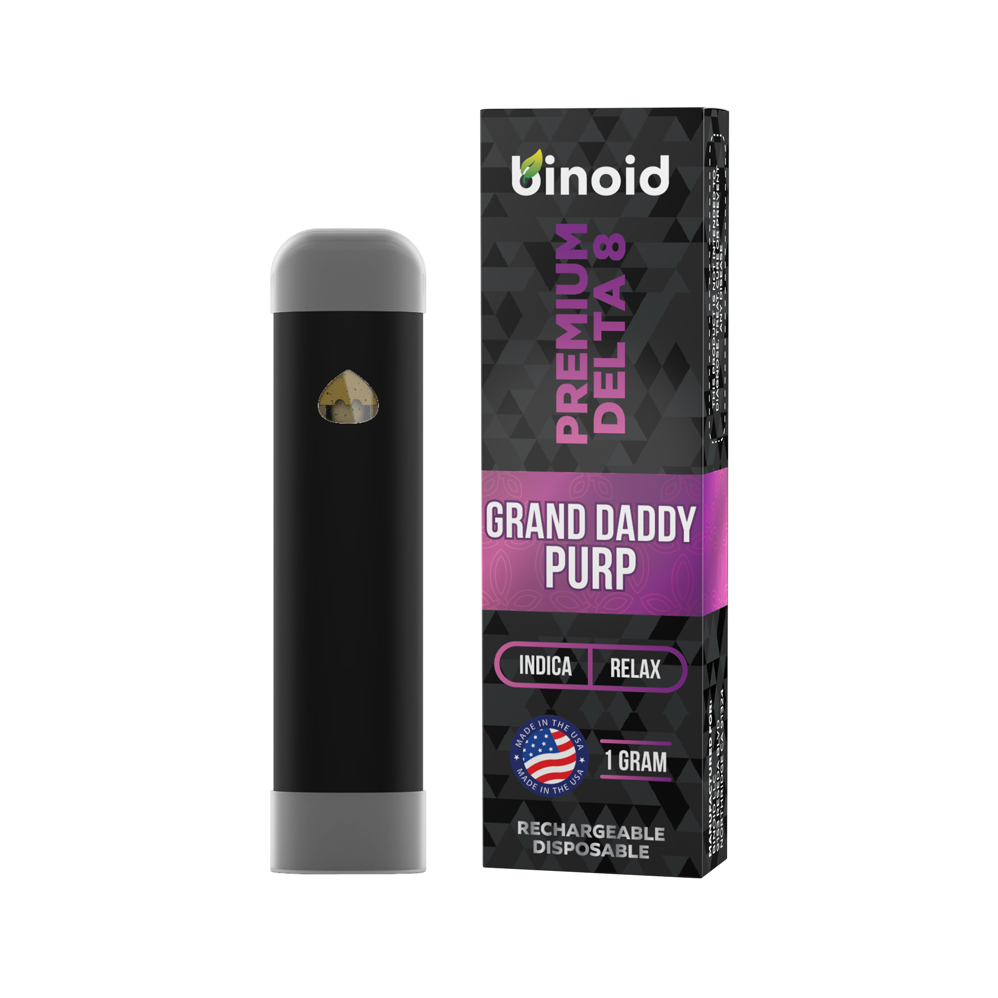 Binoid Delta 8 THC Vape Cartridge - Grand Daddy Purp Best Sales Price - Vape Cartridges