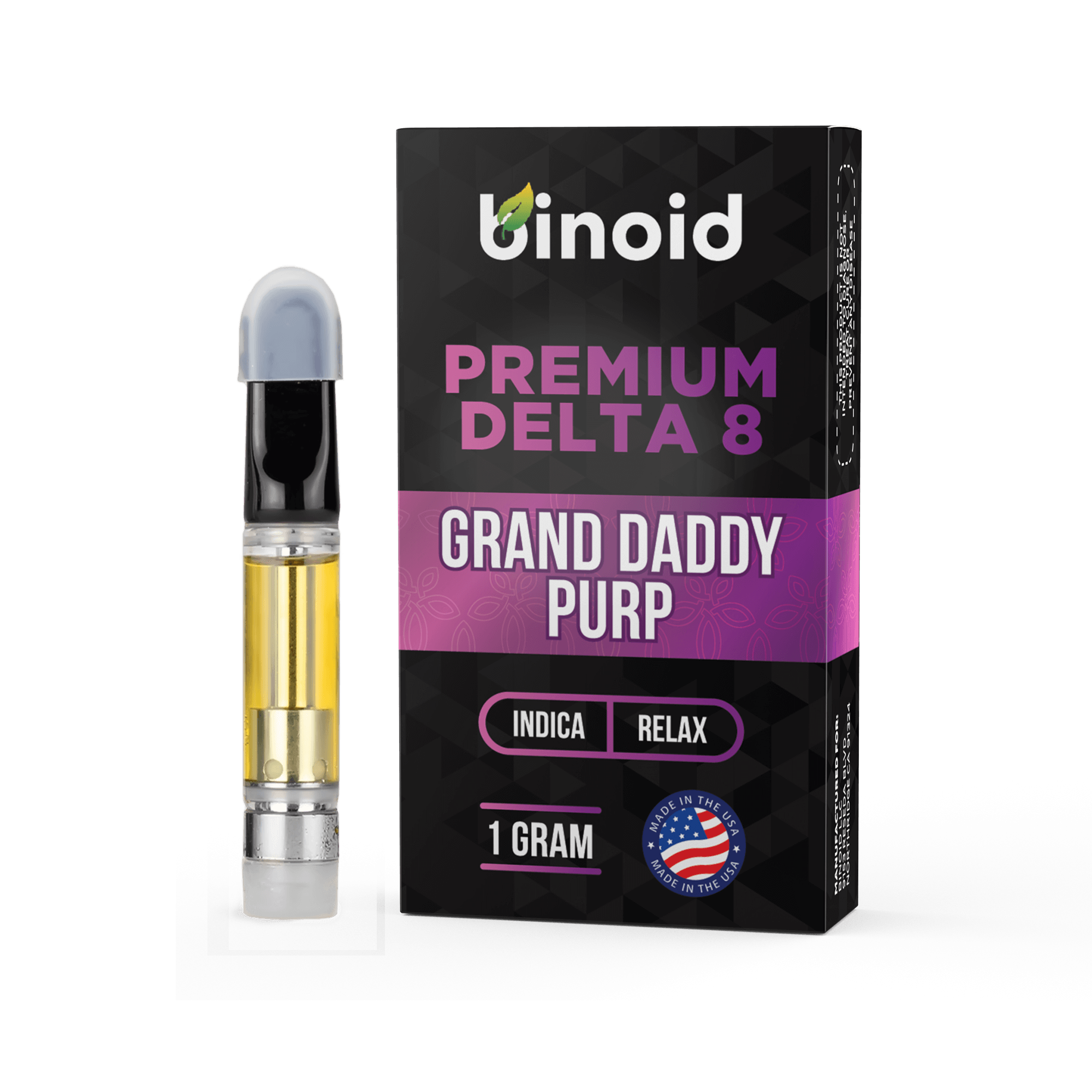 Binoid Delta 8 THC Vape Cartridge - Grand Daddy Purp Best Sales Price - Vape Cartridges