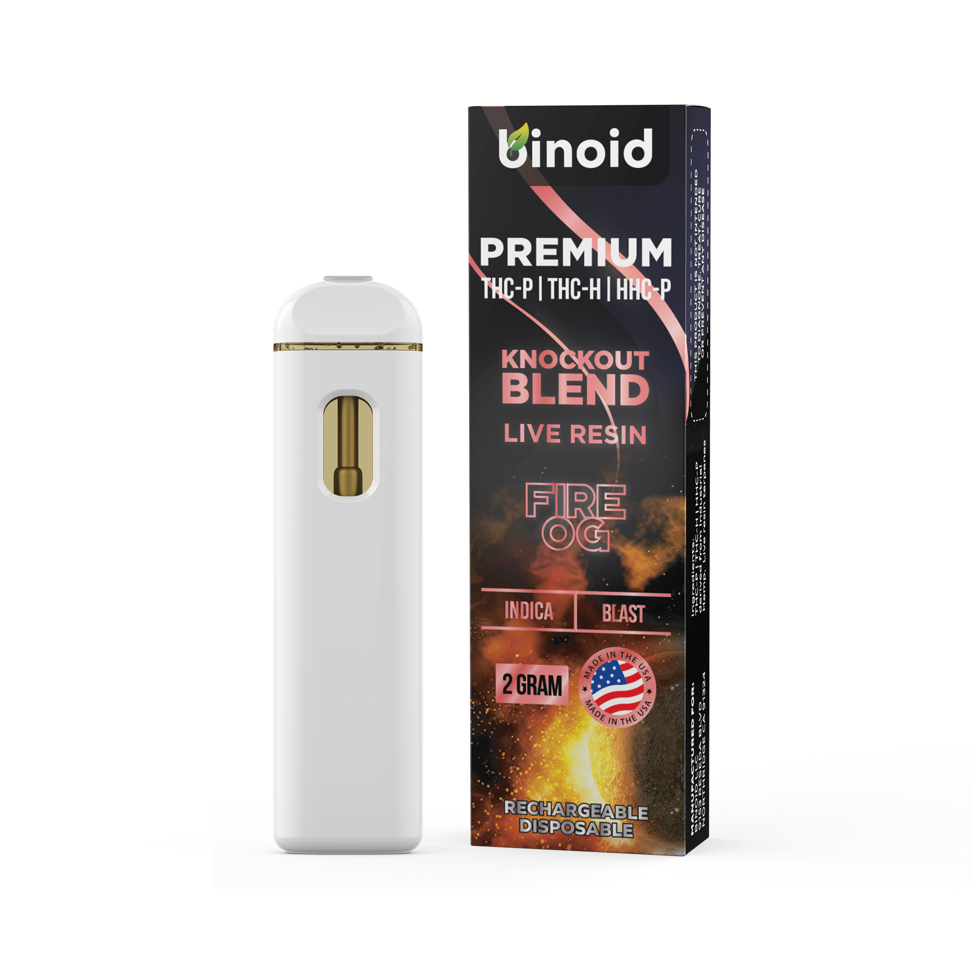 Binoid Fire OG Knockout Blend Live Resin Disposable - 2 Gram Best Sales Price - Vape Pens
