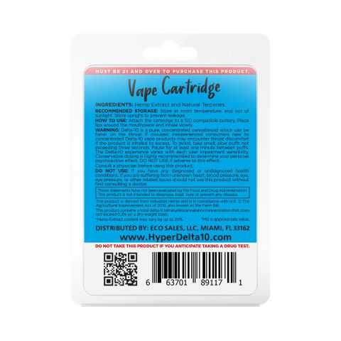 Blue Dream Cartridge - Delta 10 THC Hyper 900mg (1ml) Best Sales Price - Vape Cartridges