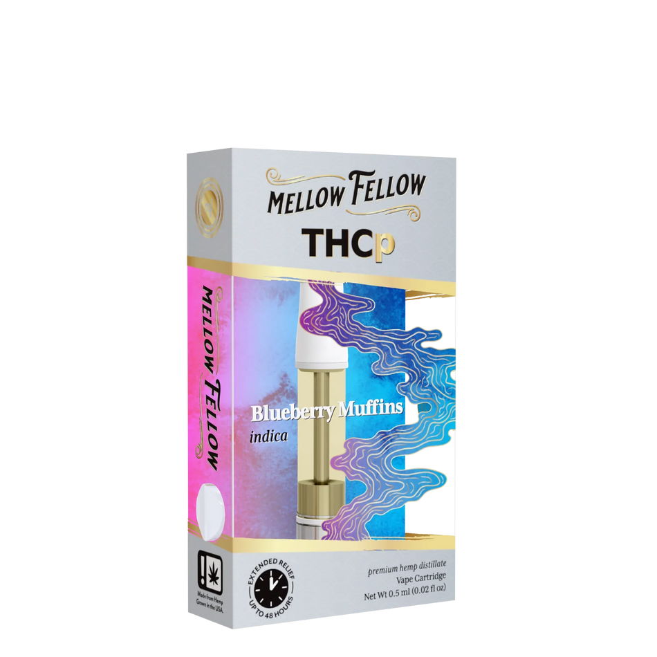 Mellow Fellow THCp 0.5ml Vape Cartridge - Blueberry Muffins (indica) Best Sales Price - Vape Cartridges