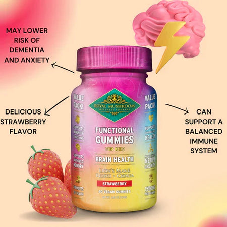 Royal Mushroom Brain Health Mushroom Mix Gummies For Kids Strawberry Flavor Best Sales Price - Gummies
