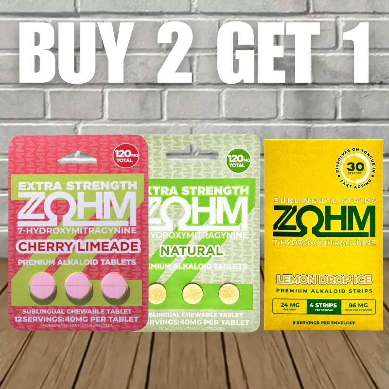 Zohm 7-Hydroxy Extra Strength Tablets + Free  7-OH Sublingual Strip Deal
