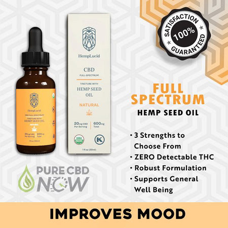 Organic Hemplucid Full-Spectrum Hemp Seed Oil 30ml Best Sales Price - Tincture Oil