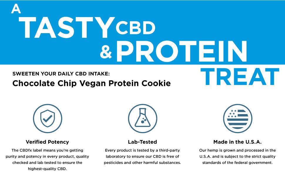 CBDFX CBD EDIBLES - Vegan Protein Chocolate Chip CBD Cookie 20MG Best Sales Price - Edibles