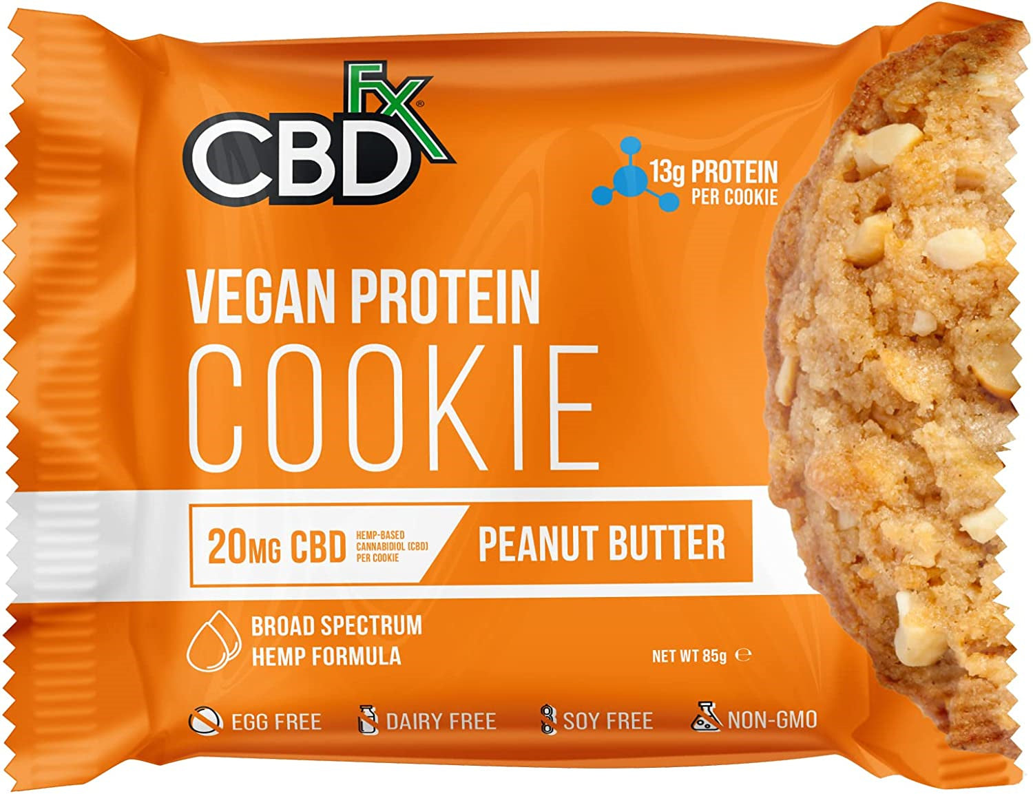 CBDFX CBD Edibles - Vegan Protein Peanut Butter CBD Cookie 20MG Best Sales Price - Gummies