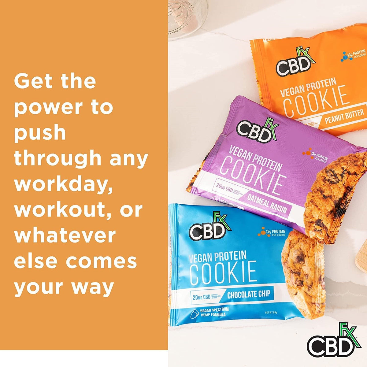 CBDFX CBD Edibles - Vegan Protein Peanut Butter CBD Cookie 20MG Best Sales Price - Gummies