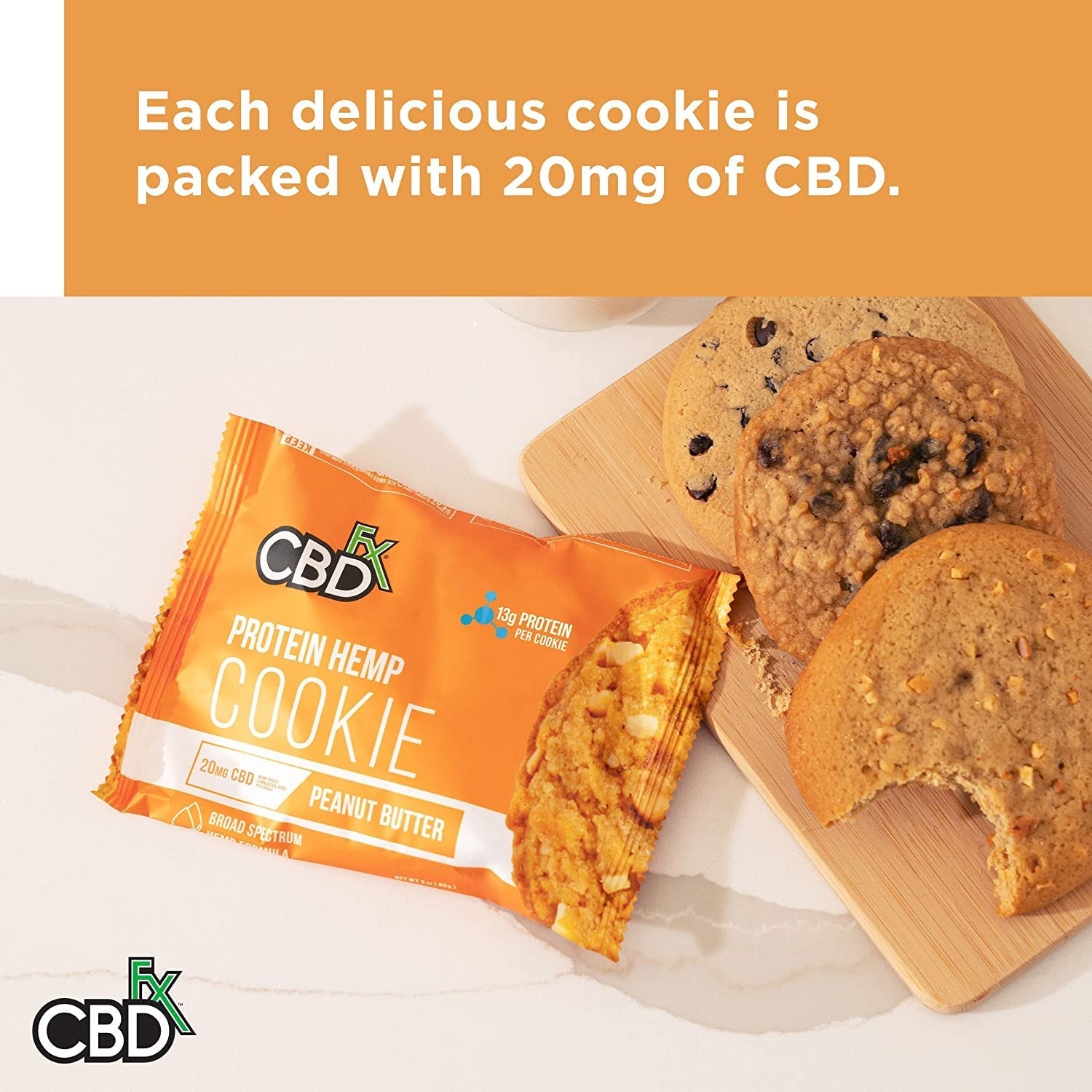 CBDFX CBD Edibles - Vegan Protein Peanut Butter CBD Cookie 20MG Best Sales Price - Gummies
